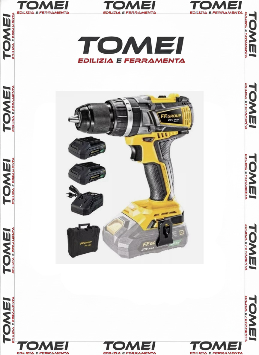 OFFERTA FF GROUP CHD/60 PRO: Trapano 20V Brushless 60Nm + 2 BATT 4Ah