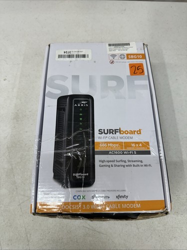 ARRIS SURFboard SBG10 DOCSIS 3.0 16 x 4 Gigabit Cable Modem/AC1600 Wi-Fi Router 