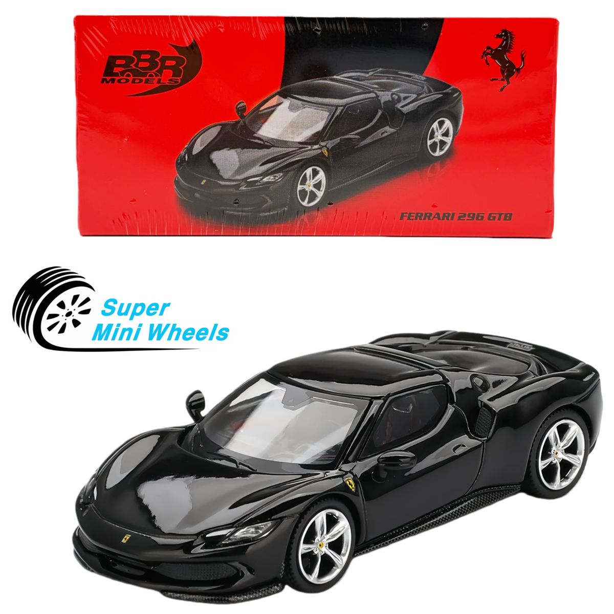 BBR Models 1:64 Ferrari 296 GTB – Nero Daytona – Limited Edition