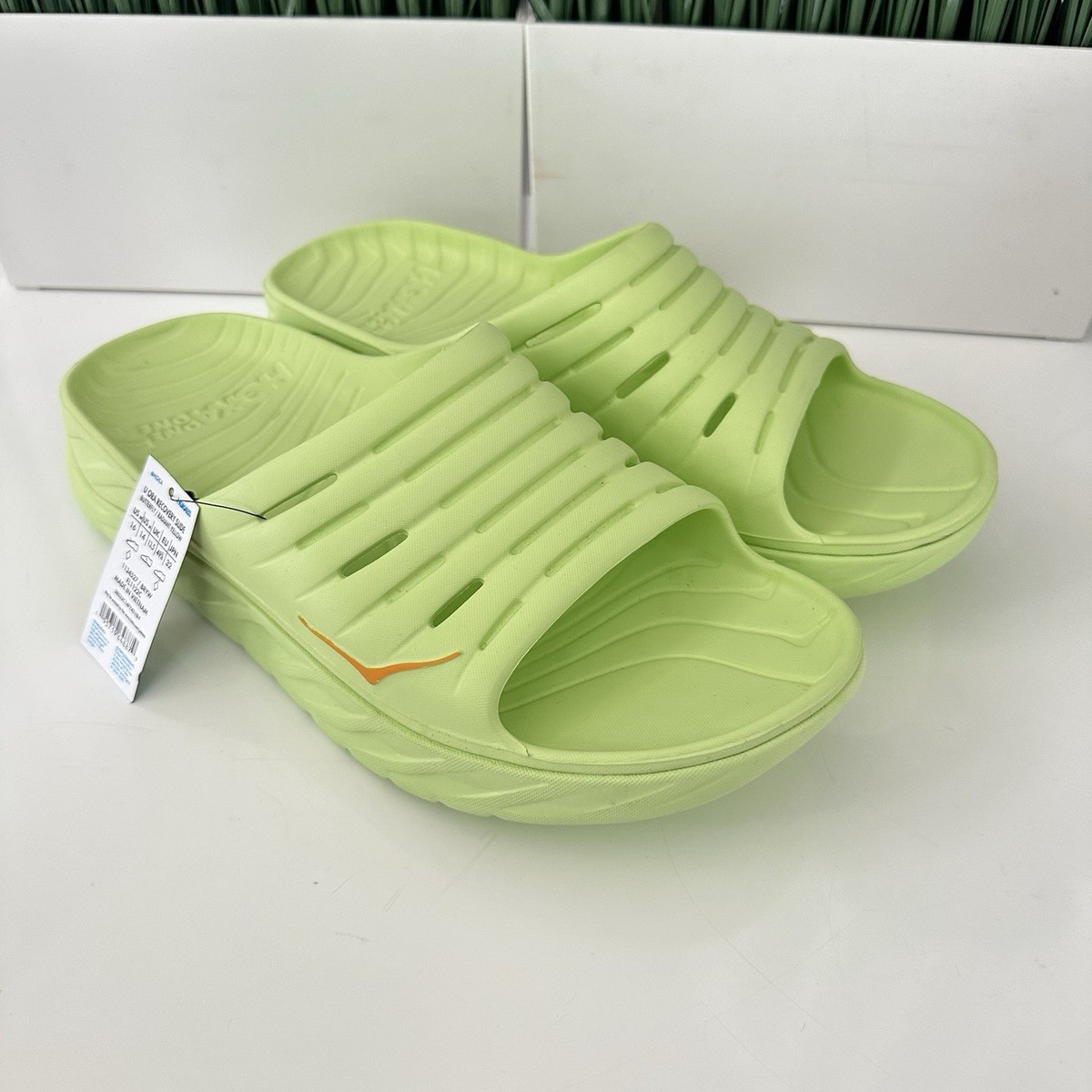 Hoka One One Men\'s Vibrant Green Ora Recovery Comfort Slide Sandal Size 10 Hoka MEN main image 3