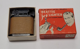 Vintage Beattie Jet Matte Black & Leather Wrapped Lighter | Sold As Is | RARE |