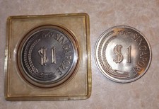 2 X  Singapore $1 One Dollar Lion Cupro-Nickel Coins dated 1967 and 1969