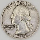1961 Washington Quarter 90% Silver Coin / You Buy What You See