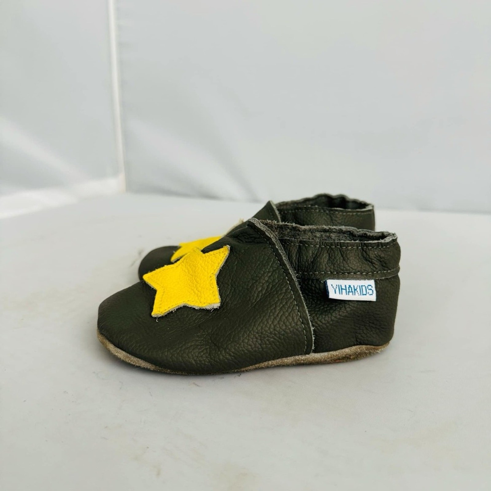 PANTOFOLA D’ORO Mocassini neonato Yihakids verde scuro con stella gialla