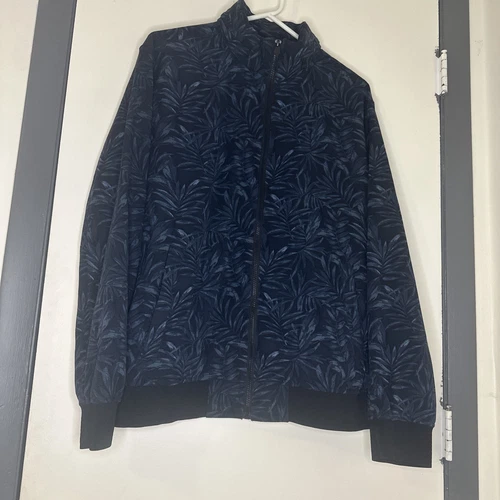 BANANA REPUBLIC Men's LG Motion Tech Palm Leaf Blue Black Stretch Bomber Jacket - product listing photo
