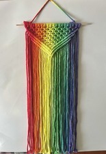 Hand Dyed Rainbow Macrame Wall Hanging 24 Handmade Fiber Art Decor