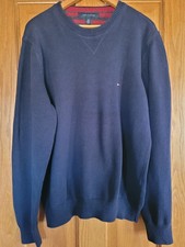 Tommy Hilfiger Mens Size L Jumper Sweater Chunky Knit Crewneck Vintage Blue