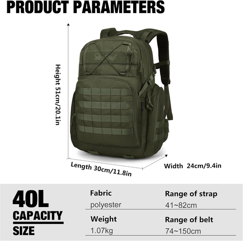 Mochila tactica 40L para hombre militar ideal para viaje campamento o excursion - Bild 2 von 12