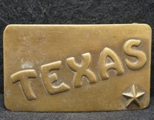 XC01160 SWEET VINTAGE 1960s  TEXAS  STATE COMMEMORATIVE MENS BRASS BELT BUCKLE