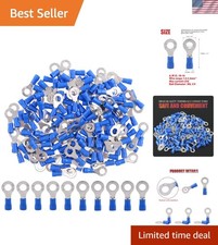 100Pcs 16-14AWG Insulated Terminals Ring Electrical Wire Crimp Connectors Blu...