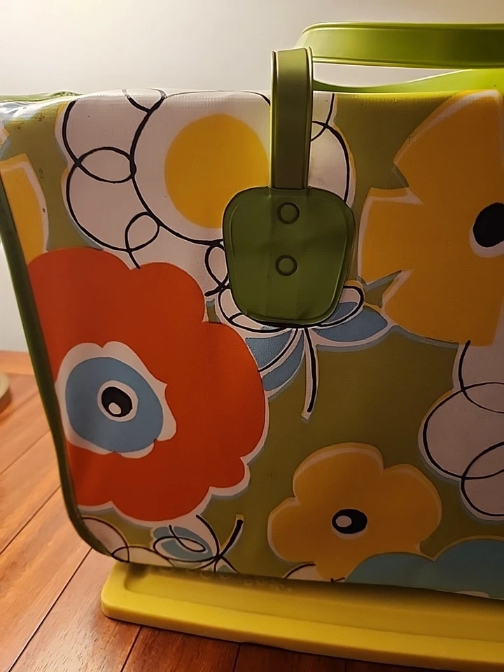 Vintage 60s 70s Vinyl Tote Bag Box Purse Suitcase Top Snaps MCM 17" x 11" x 6" - Image 4 of 4