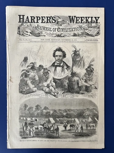 Harper's Weekly 11-23-1861 WINSLOW HOMER "The Song of War" SO CAROLINA SLAVE MAP