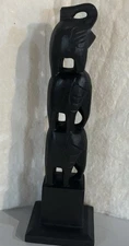 Hand Carved Unique Black Elephant Totem Pole.