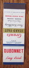 COPERTINA LIBRO FIAMMIFERI ALCOLICI: DUBONNET & GRANTS STAND FAST WHISKY GLASCOW SCOZIA D1