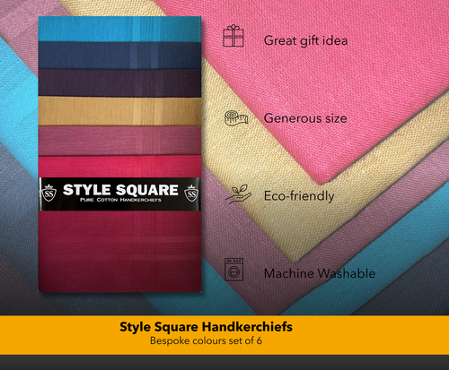 Men's handkerchiefs 100% Cotton Hankies Hankies Various Designs Gift Pack of 6 - Picture 29 of 36