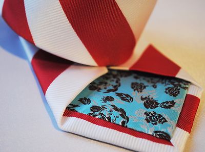 Frederick Thomas Rosso E Bianco Seta Classico Barbiere Stripe-D A Righe - Foto 9