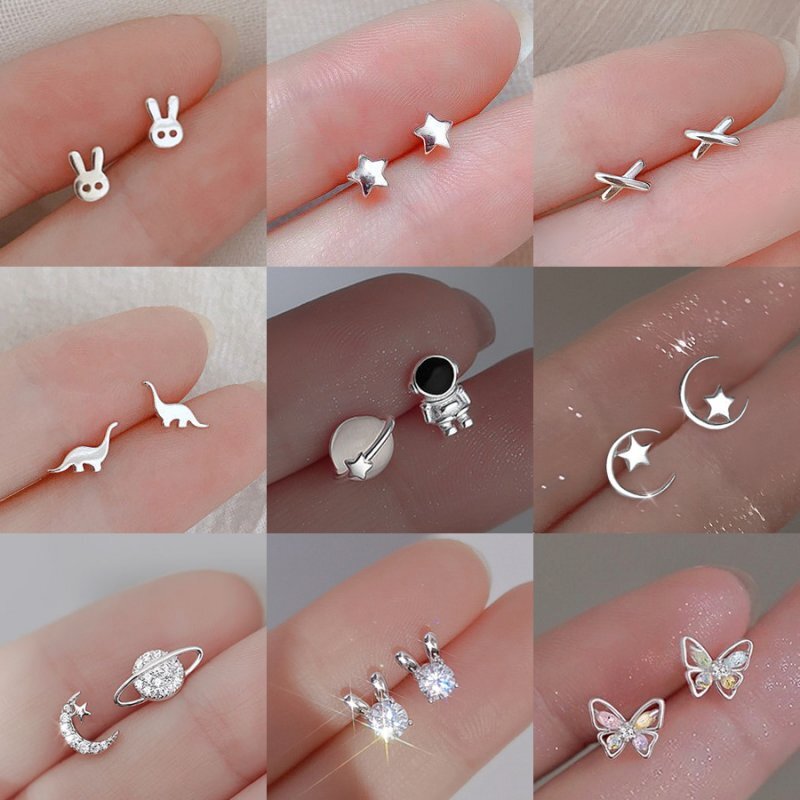 ☆TATIANA☆ Silver 925 Petit Milky Way Ear Jacket Earrings E Moon and star stud earrings with ear jacket – The Silver Luna