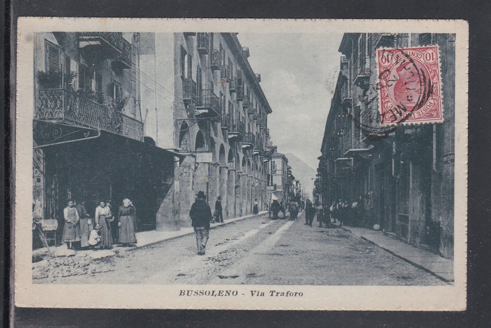 Cartolina Bussoleno Via Traforo ANIMATA A3604