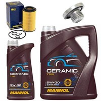 MotoröL Filter Set Mannol 5W-30 Ceramic 6 Liter + Schraube FüR Bmw Opel Saab 9-3
