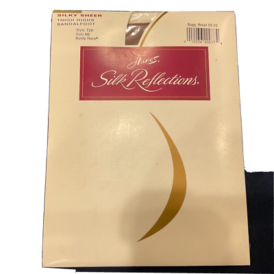 Hanes silk reflection sheer thigh high sandlefoot 720 sz AB beige barely there