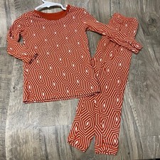 Kickee Pants size 4Y rust orange 2 pc pj sleepwear set unisex boys bamboo