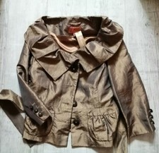 Coast Jacket Wedding Size 14 Lined Metallic Old Gold Bardot Collar New Tags £135