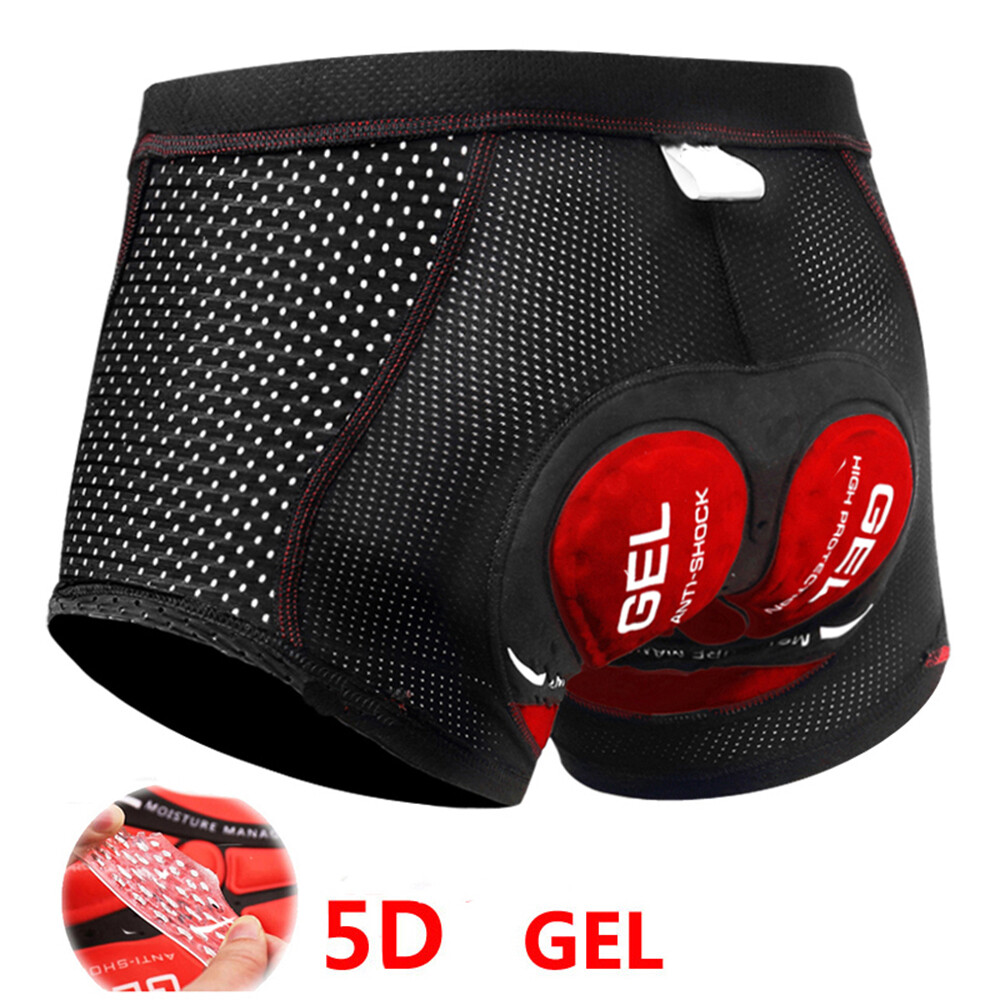 NGHSDO 5D Gel Pad Pantaloncini Ciclismo Uomo Downhill Underwear MTB Bermuda Mountain Bike Pantaloni Corti Bicicletta Uomo Ciclismo Pantaloncini (Colore: Rosso, Taglia: S