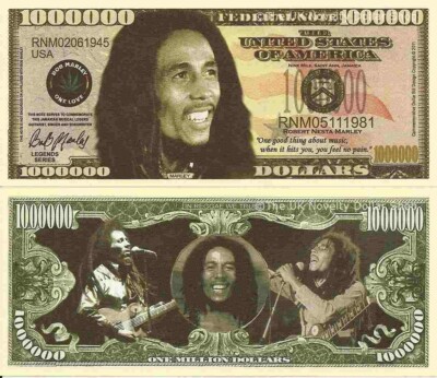 Robert Nesta Bob Marley One Million Dollar Bills x 2 Jamaican Singer Songwriter