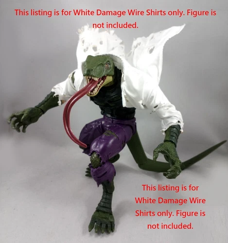 Camisas Marvel Legends Spider Man BAF Lagarto Dedicadas Blanco Daño Alambre