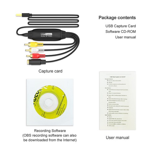 USB Video Capture Card VHS TV DVD VCR VHS To Digital Converter(Female connector) - Afbeelding 7 van 7