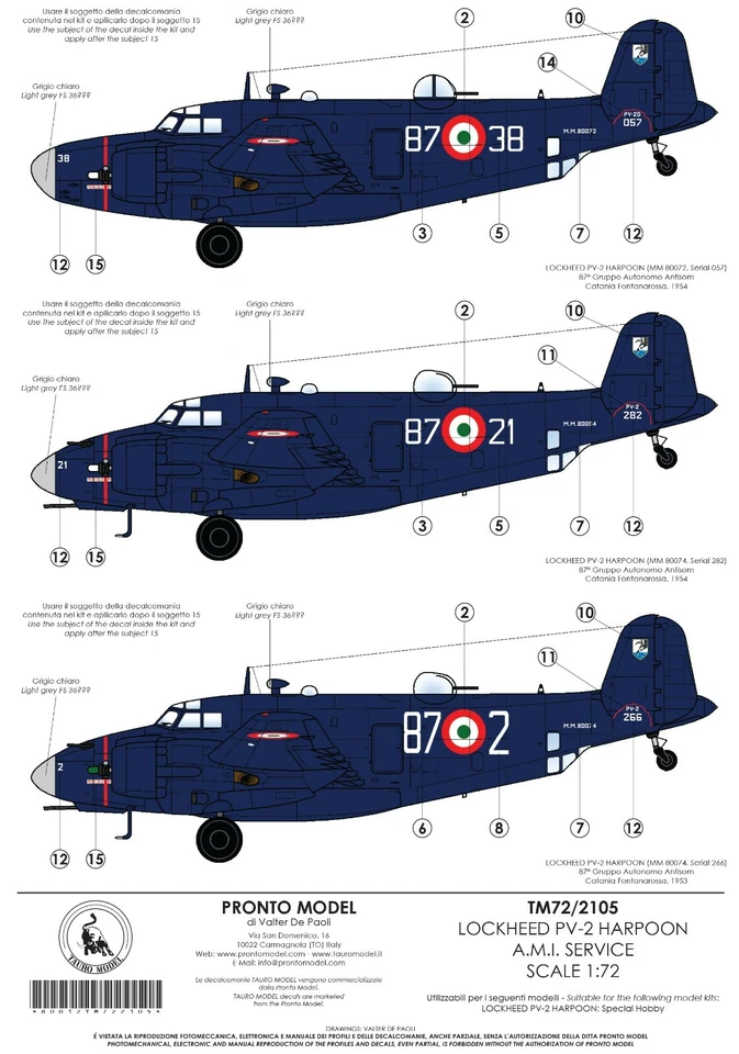 TAURO MODEL TM72/2105 LOCKHEED PV-2 HARPOON VERSIONE A.M.I. SCALA 1:72 - Immagine 2 di 3