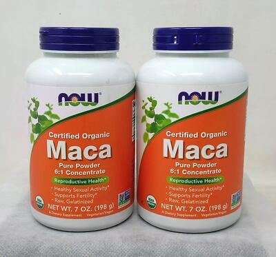 Now Foods Certified Organic Maca Pure Powder 6:1 Concentrate 7oz BB 8/26, 2 Pack