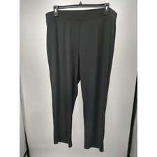 Talbots Pants Plus 3X Knit Jersey Pull On Ankle Elastic Waist High Rise Black