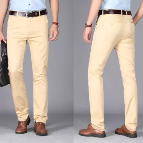 Chino Slim Fit Mens Straight Leg Casual Stretch Dress Skinny Pants Size 30-40 - Picture 10 of 25