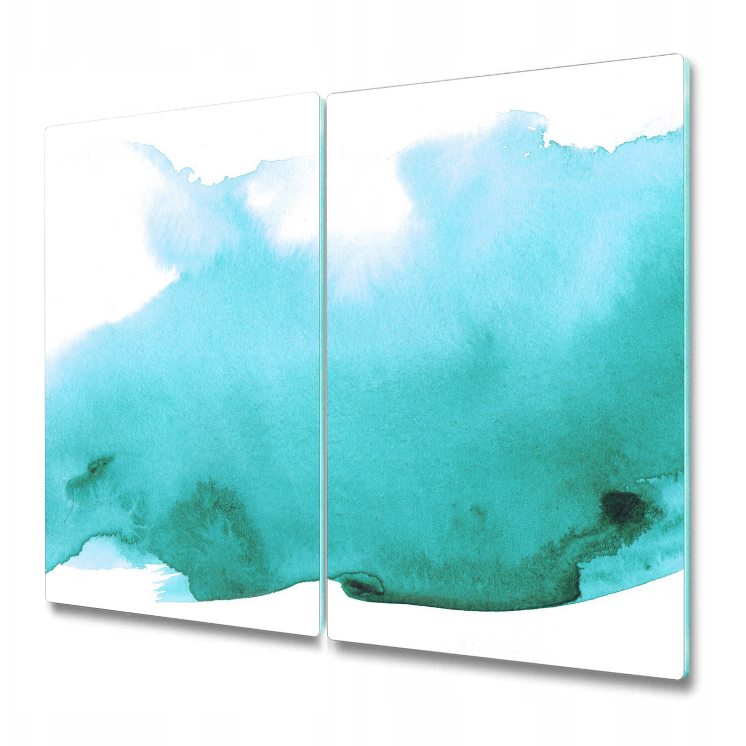 Planche à Découper En Verre Ronde 40 Cm Motif Aquarelle Nuages Bleu