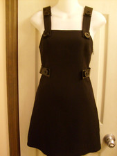 Gianni Versace Black Mini Dress c/Patent Leather Straps-Italian Size 38