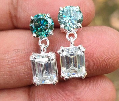 Gorgeous 7.00 Ct Blue & White  Diamond Earrings, Excellent Cut and Luster VIDEO