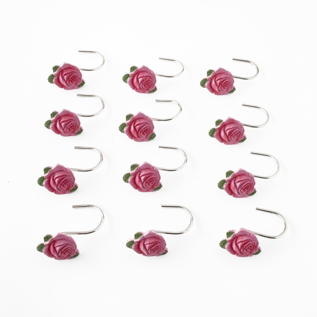 Butterfly Brown Cream Pink Ceramic Gold Shower Curtain Hooks Set Of 12 For Sale Online Ebay