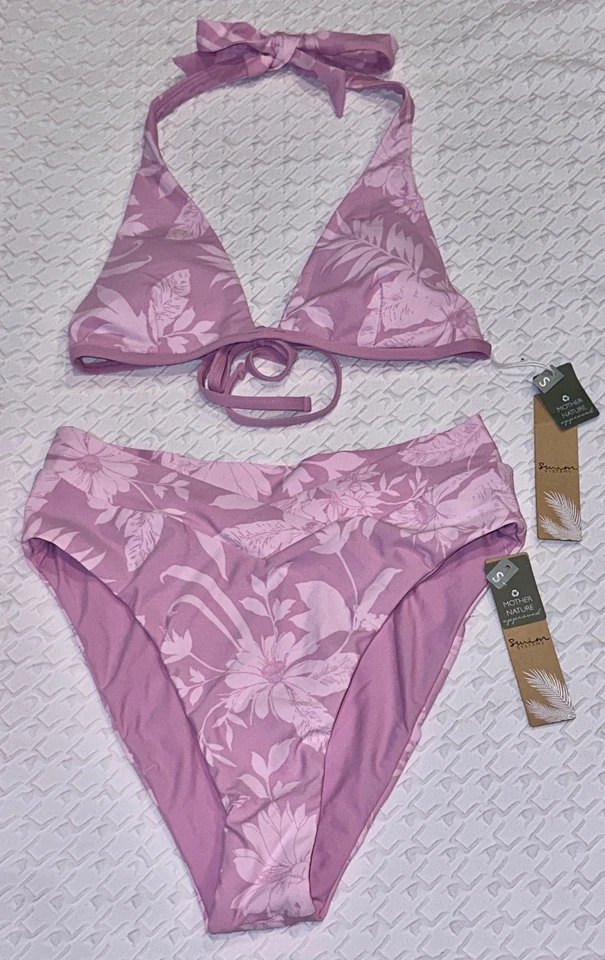 SWIM SYSTEMS Chalet Blossom Ayla Tri Halter Jade High Waist Swim Suit Womens S - Image 3 of 4