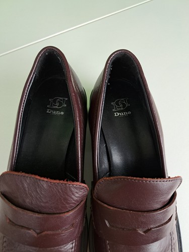 Mocassini grossi DUNE bordeaux/marrone punta quadrata taglia 40 UK 7 - Foto 6 di 8