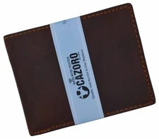Men Wallet Vintage Brown Genuine Premium Leather Handmade Bifold RFID Cazoro