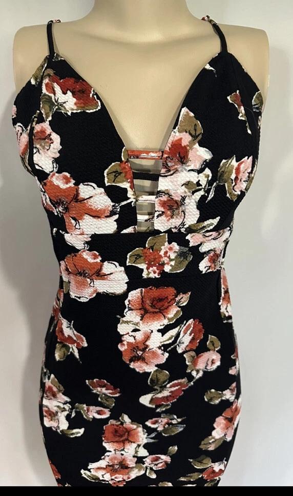 VETEMENTS Abito Taglia Media Donna Nuovo Nero Floreale Bodycon