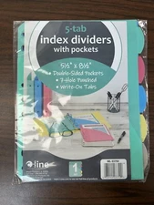 C-Line Mini-Size 5-Tab Poly Index Dividers with Pockets 5 Pack 5.5 x 8.5 inch