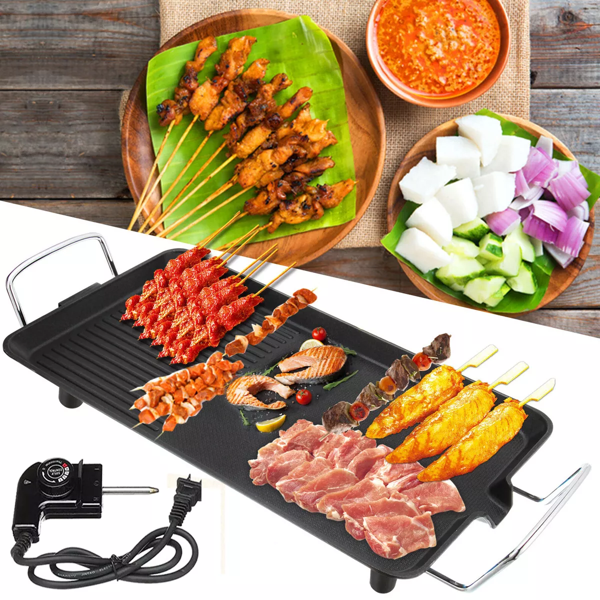 Stove Top Grill Griddle Pan Household Cast Iron Griddle Teppanyaki Plate  Thickened Rectangular Double Sided Barbecue