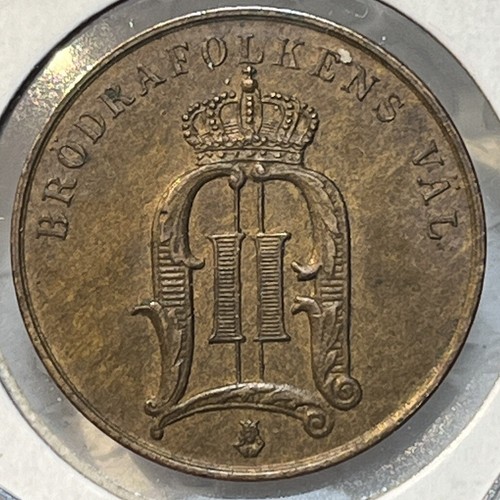 Sweden 1889 Two 2 Ore Almost Uncirculated AU Condition Coin Only 589,000 Minted - Picture 8 of 12