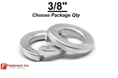 3/8'' Zinc Plated Steel Low Carbon Standard Split Lock Washers (Pick Quantity)