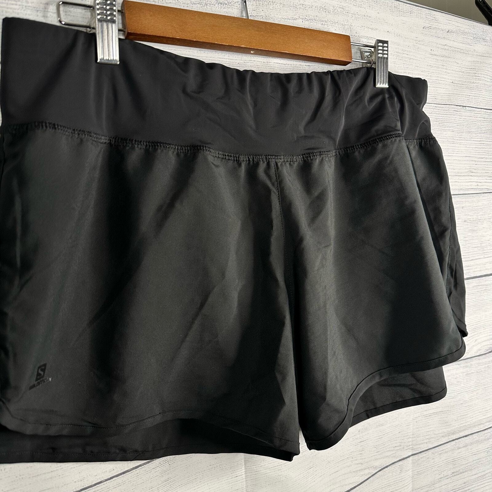 Pantaloncini da trekking Salomon da donna Elevate Black Running Activewear taglia XL Active Dry