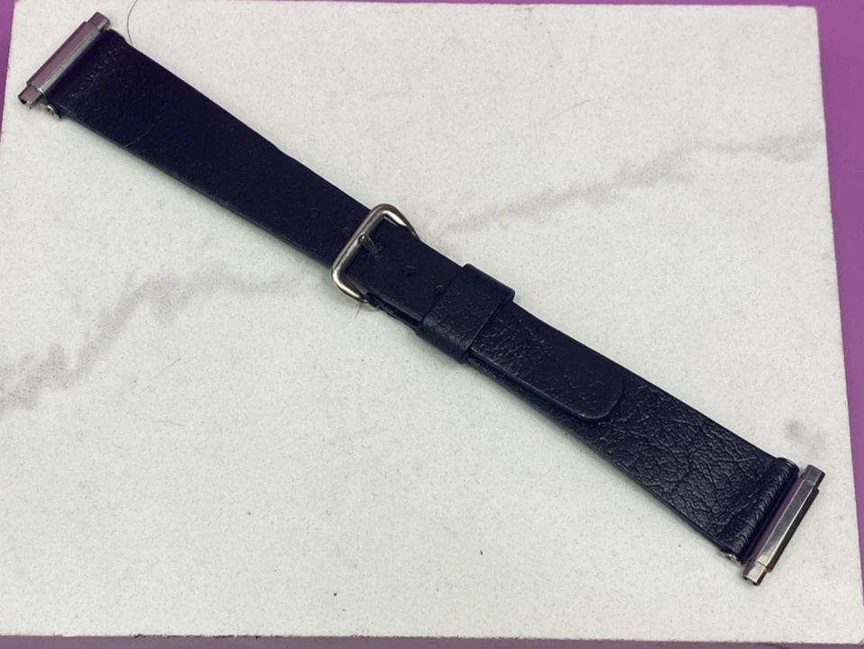 Brite Vintage Unused Leather Watch Band Silver Tone Buckle & Lugs 10mm-13mm - Image 3 of 4