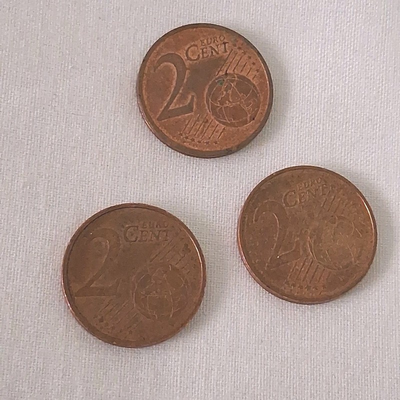 3 Coin SPAIN Lot 2 EURO CENT Coins - 2015 2017 2024 Auth M Mint F
