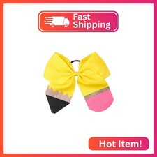 DDNFO 5.5" Yellow Cheer Bow Hair Clip, Back to School Hair Bow Ponytail Holder,